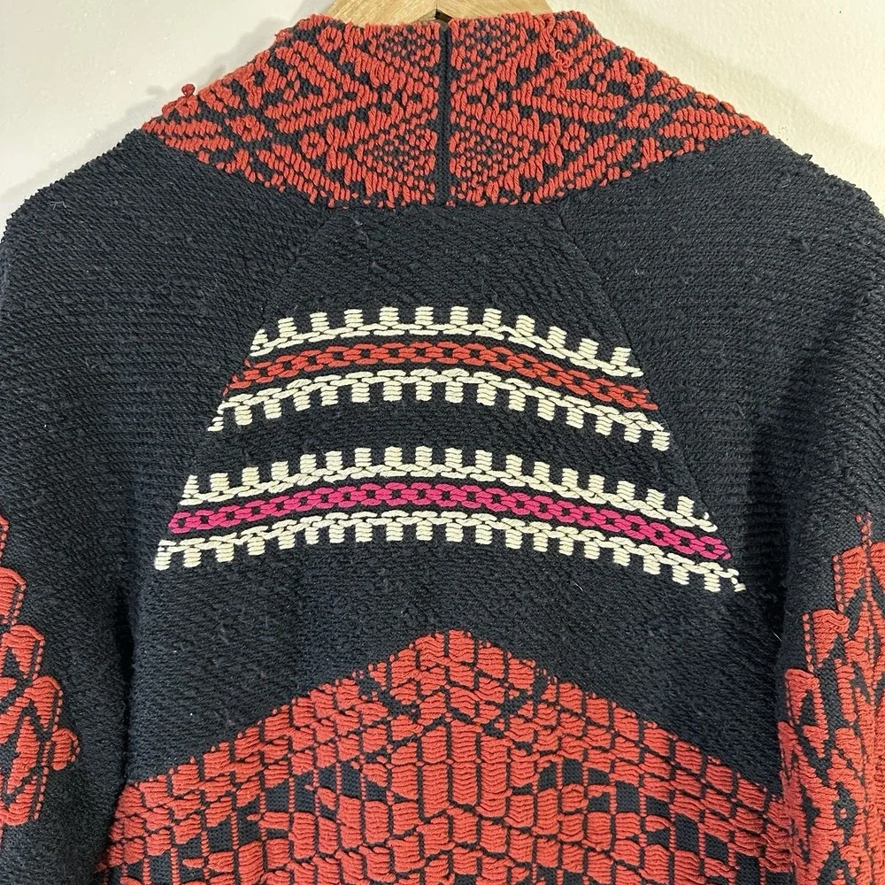 Lucky Brand Women's XS Aztec Print Long‎ Sweater Cotton Linen Blend Bohemian